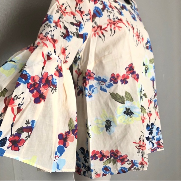 Floral Cream Yellow Bell Sleeve Top - Picture 8 of 9